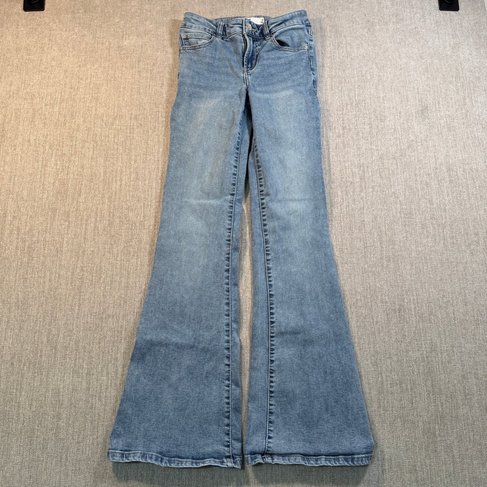 Garage Denim Low Rise Flare Jeans Light Wash Blue Size 0 24 Retro Y2K Style